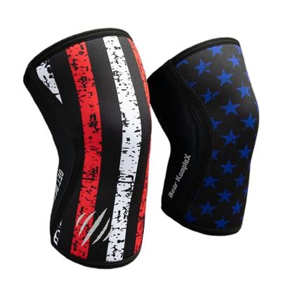 Bear KompleX Compressie kniekousen, fitness en ondersteuning voor trainingen en hardlopen. Verkocht in paren - Cross-fit training, gewichtheffen, worstelen, squats en sportschool. 5 mm en 7 mm dik,