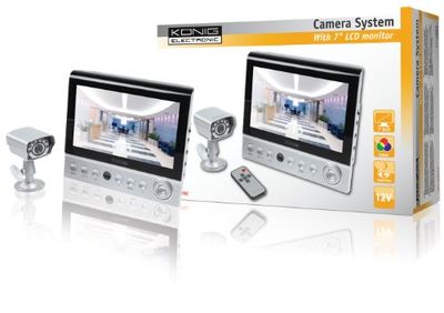 Konig SEC-UNIT50 Sistema Universale Completo di Videosorveglianza con Monitor LCD da 7 Pollici, Grigio