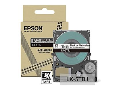 Epson Labelworks LK-5TBJ 18mm matt/Svart kompatibel etikettkassett för Epson LabelWorks LW-C610 och LW-C410 Transparent Matt/Svart