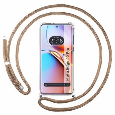 Tumundosmartphone Transparent Hanging Case for Motorola Edge 40 Pro 5G with Camel Cord