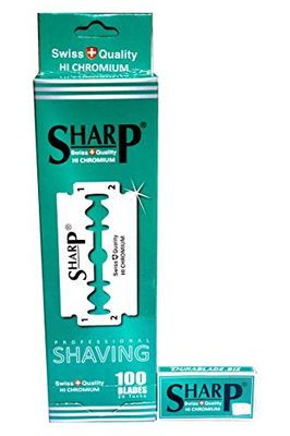 100 Lamette Da Barba Sharp Hi Chromium | Lamette Di Ricambio Per Rasoio Di Sicurezza | Lamette A Doppio Filo Per Rasoio Uomo Rivestite Al Cromo