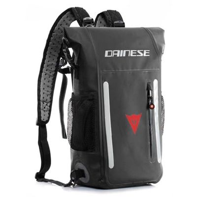 DAINESE - Sac à dos Explorer WP, PVC imperméable, avec dos respirant, bretelles réglables et poches résistantes à l'eau, détails réfléchissants, extérieur et moto, 15 L, Noir