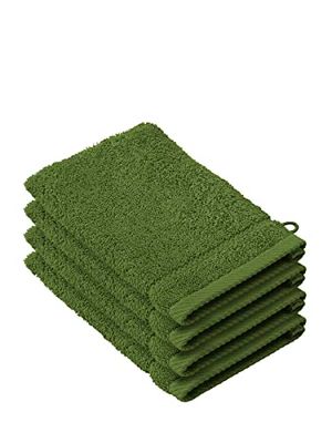 De Witte Lietaer Lot de 4 Gants de Toilette Stephanie, Vert Cactus, 15x21 cm