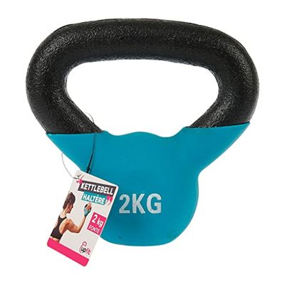 UPFIT Hantel 2 kg, kettlebell - ensam - enkelt och bekvämt grepp - utformad form för att göra olika mångsidiga övningar - Tillverkad av gjutjärn för tillförlitlig styrka