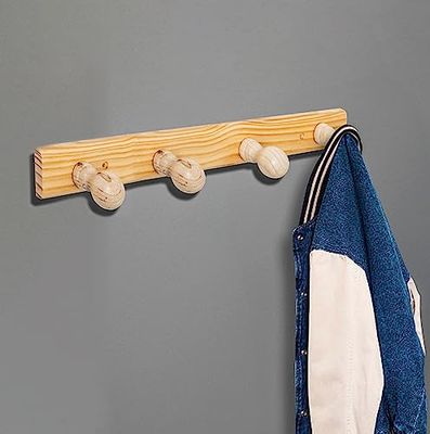 IPEA Klassieke houten wandhaak met 4 haken – wandhaken voor thuis, slaapkamer, keuken, woonkamer, winkel, kleerhanger voor jassen, mantels, hoeden, lichte kleuren