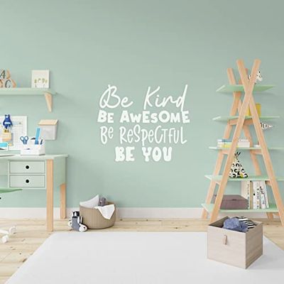 Our Fun Wall Sticker for The Living Room or Hallway - Be Kind Be Awesome Be Respectful Be You - Calcomanías para la oficina - Blanco - Mediano - WS6