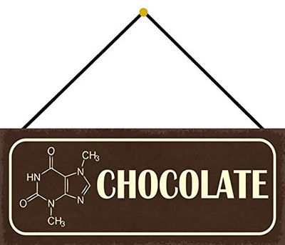 Schatzmix Blechschild Spruch Chocolate Metallschild 27x10 Deko Tin Sign mit Kordel Señal metálica, hojalata, Multicolor, 27x10 cm