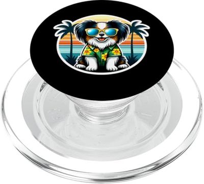Dueño de perro Papillion Summer Vibes Vacaciones Tropical Holiday PopSockets PopGrip para MagSafe
