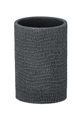 WENKO Vaso de dientes Peanut antracita - Soporte para cepillos de dientes, para cepillos y pasta de dientes, Poliresina, 7 x 10.5 x 7 cm, Antracita