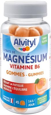 Alvityl Magnésium Gummies Abricot - Vitamine B6 – Sans Sucre - Aide à réduire la fatigue - Favorise l’équilibre nerveux – 15 à 45 jours - Dès 12 ans