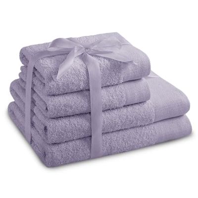 AmeliaHome Set di asciugamani viola 2 asciugamani 50 x 100 cm e 2 teli doccia 70 x 140 cm 100% cotone qualità assorbente Viola Amari