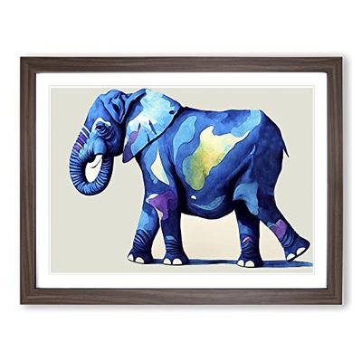 Watercolour Elephant H1022 WHT Framed Print for Living Room Bedroom Home Office Décor, Wall Art Picture Ready to Hang, Walnut A2 Frame (64 x 46 cm)