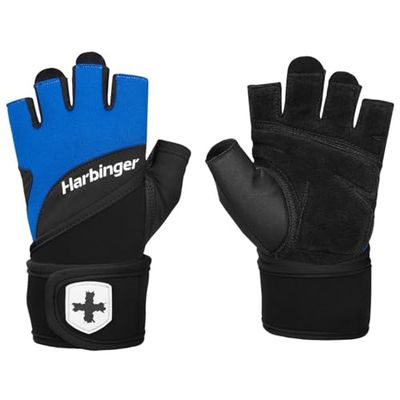 Harbinger Training Grip Wristwrap 2.0 Gewichthefhandschoenen, Unisex, Blauw, Small