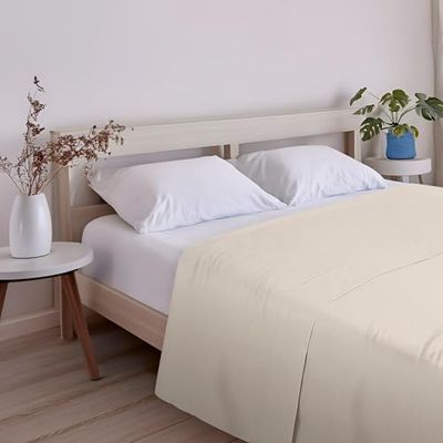 ECOMMERC3 | Lenzuolo sopra extra morbido e confortevole per letto da 160 - Lenzuolo sopra colore beige, realizzato al 100% in Spagna, traspirante, facile da pulire