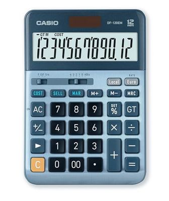 Casio DF-120EM - Calculadora de Escritorio, 17,9 × 12,6 × 3,9cm, Color Azul