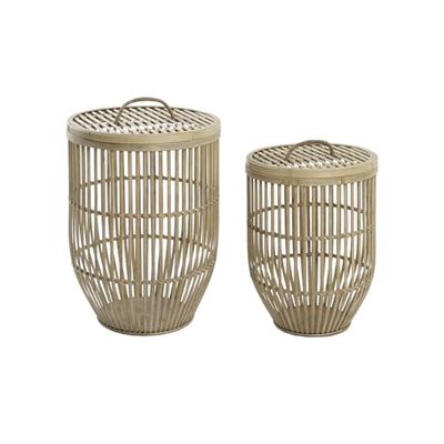 CESTA SET 2 BAMBU 40X40X61 CON TAPA NATURAL