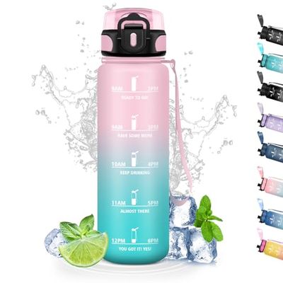 Vattenflaska, 500 ml, vattenflaska för barn, läckagefri, motiverande vattenflaska med tidsskala, lätt att bära, sportflaska, för skolor, kontor, camping, resor