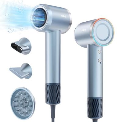 YASHE HD-896 Sèche-Cheveux Ionique, Moteur Brushless Haute Vitesse de 110 000 tr/min, Séchage Rapide à Faible Bruit de 22 m/s, 1600W Seche Cheveux Professionnel, 1 Diffuseur et 2 Concentrateurs