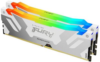 Kingston FURY Renegade White RGB XMP 16GB 8000MT/s DDR5 CL38 DIMM Mémoire pour PC de Gamer (Kit de 2) - KF580C38RWAK2-16