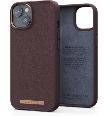 Njord Collections iPhone 14 Plus hoesje - Telefoonhoesje van Hoogwaardig Leer - Gereycled / Duurzaam materiaal - 2 Meter valbescherming - Geschikt voor Magsafe / Draadloos laden - Bruin