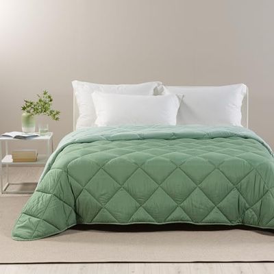 Caleffi - Täcke för enkelsäng 170 x 265 av mikrofiber, varm, mjuk och omslutande dunjacka, tvättbar slitstark vadderad enkelsängstäcke, allergivänlig quiltad filt, tillverkad i Italien