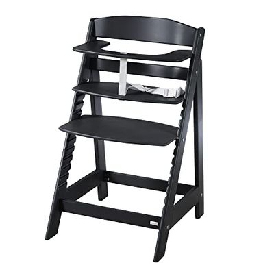 roba Trona Evolutiva de Madera Negra - Sit Up Flex - Altura Ajustable - de 6 Meses - Soporta 70 kg - Silla de Bebé Antivuelco