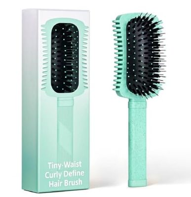 TOZKZO Brosse Boucle, Ergonomique Cheveux Ondulés Brosse Cheveux Bouclés Prévient la Casse et Perfectionne les Bounce Brush Pour le Peignage et le Coiffage sur Cheveux Secs ou Mouillés-Vert