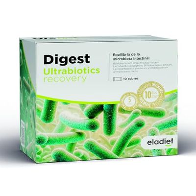 Digest Ultrabiotic Recovery - 10 Sobres - 5 Cepas de Probióticos - 5x109 UFC Iniciales - Ayuda a Cuidar Tu Microbiota - Sin Gluten, Sin Lactosa y Sin Azúcares Añadidos - Eladiet