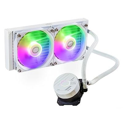 Cooler Master MasterLiquid 240L Core ARGB processor waterkoeling - Gen S tweekamerpomp, superieure radiator en 120 mm ARGB-ventilatoren, inclusief LGA 1700- en AM5-beugels - wit