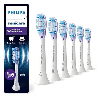 Philips Sonicare G3 Premium Gum Care - têtes de brosse à dents de rechange d'origine, blanc, lot de 6, HX9056/87