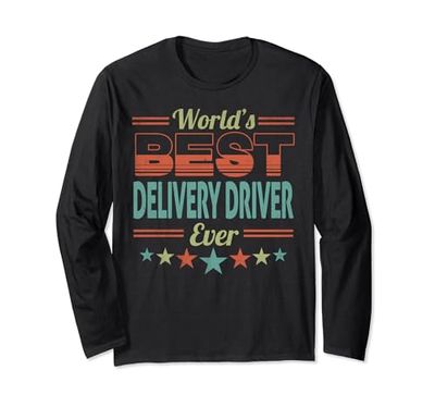 Retro Badge Worlds Best Delivery Driver Maglia a Manica