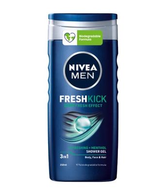 NIVEA MEN Cool Kick Fresh Effect Doccia shampoo in confezione da 6 x 250 ml, Bagnoschiuma uomo per corpo, viso e capelli, Shampoo uomo al profumo di Mentolo