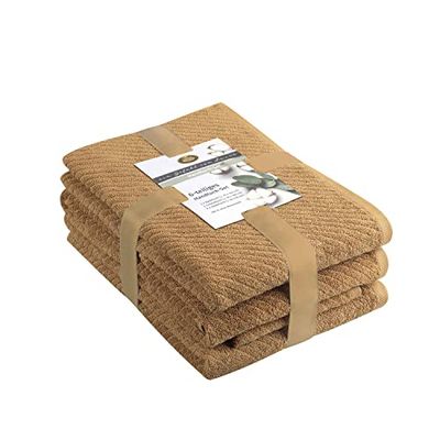 Gözze - Set Serviette Éponge, 2 Serviettes (50 x 100 cm), 2 Serviettes de douche (70 x 140 cm) et 2 serviettes pour invités (30 x 50 cm), 100% Coton, 480 g/m² - Sable