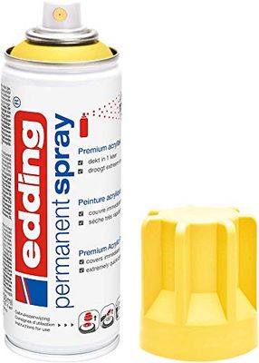 edding 5200 spray permanent - jaune trafic mat - 200 ml - peinture acrylique pour peindre ou décorer verre, métal, bois, céramique, plastique, toile - peinture acrylique en aérosol