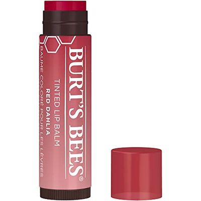 Burt's Bees Baume à lèvres teinté Red Dahlia, teinte hydratante pour les lèvres au beurre de karité, 100 % d'origine naturelle, 4,25 g