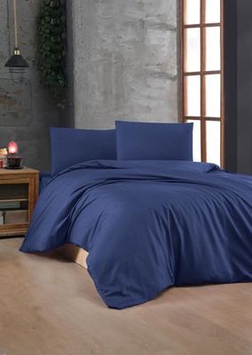 Nuit Des Rêves Premium Sax Blue Ranforce Double Quilt Cover Set, 200 x 200 cm | 100% bomull, 155 trådantal: inklusive 2 örngott | Kan tvättas i maskin, elegant design
