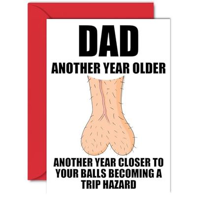 Rude Birthday Cards for Dad - Trip Hazard - Funny Happy Birthday Card for Dad from Son Daughter, Joke Humour Banter Bday A5 Greeting Cards Gift Daddy Papa Father