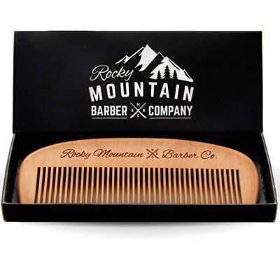 Hair Comb - Wood with Anti-Static & No Snag Handmade Brush for Beard, Head Hair, Mustache in Gift Box by Rocky Mountain