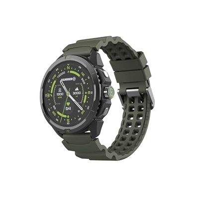 Hammer Watch 2 Military Edition, GPS, 1,5-tums AMOLED Gorilla Glass-skärm, stort 530 mAh batteri ger upp till 15 dagars batteritid med en enda laddning, 5 ATM-motstånd, SOS-knapp, LED, Grün, 1,5
