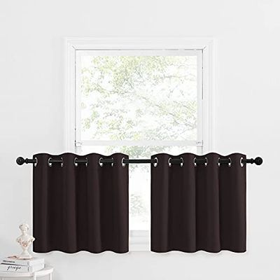 NICETOWN Rideaux occultants à œillets pour Cuisine - Rideaux sur Mesure (Marron Caramel, Double pièce, 132,1 cm de Large x 61 cm de Long + tête de 3 cm)