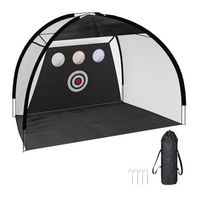 Relaxdays Rete da Golf da Allenamento, 200x300x170 cm, Porta Portatile con Borsa per Trasporto e Picchetti, Nero Bianco