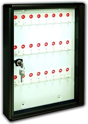 ALUBOX Bacheca Portachiavi Da Parete In Alluminio 30X5X14 Cm Porta Chiavi Da Muro Per Casa Interno O Esterno Protetto Made In Italy Con 24 Ganci Numerati (ANTRACITE)