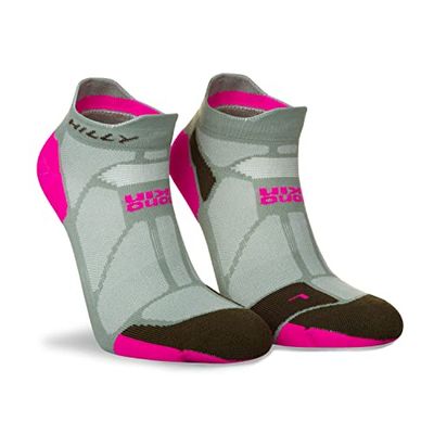 Hilly Marathon Fresh-Douille-Min Chaussettes de Course Unisexe, Sauge/Rose Fluo, M