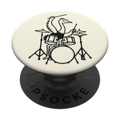 Funny Avestruz Baterista Tambores Amante de la música Niños Niñas PopSockets PopGrip Adhesivo