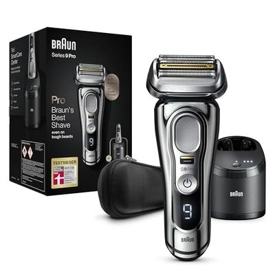 Braun Series 9 Pro Premium scheerapparaat voor heren, elektrisch met 4+1 scheerkop, elektrisch scheerapparaat en ProLift trimmer, 5-in-1 reinigingsstation, 60 minuten looptijd, wet&droog, 9486cc,