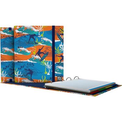 Grafoplás Ordner met 4 ringen, A4, Pop-up design, inclusief 5 x 5 geruite rand, 90 g, tabbladen, transparante omslag, ergonomische gebogen rug, map