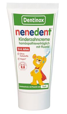 nenedent® Dentifricio per bambini, compatibile con l'omeopatia con fluoro, cura delicata per una forte protezione | 500 ppm fluoruro | privo di oli essenziali, 1 x 50 ml