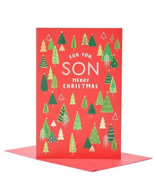 UK Greetings Christmas Card for Son - Christmas Trees Design