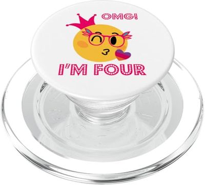 Cute Face 4th Birthday Girl's PopSockets PopGrip para MagSafe