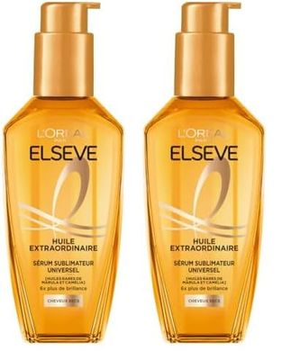 L'Oréal Paris Elseve Huile Extraordinaire Universelle - Pour Tous Types de Cheveux - Soin Sublimateur de Matière - 100 ml (Lot de 2)